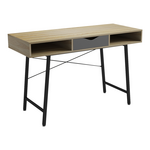 Γραφείο Εργασίας Komo Pakoworld σε Sonoma-Γκρι Απόχρωση με Μαύρα Μεταλλικά Πόδια 120x48x76εκ