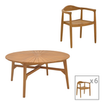 Τραπεζαρία 7τεμ. Ganny-Colen Pakoworld Teak Ξύλο σε Φυσική Απόχρωση Φ150x75εκ