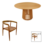 Τραπεζαρία 5τεμ Noody-Kenda Pakoworld Teak Ξύλο σε Φυσική Απόχρωση Φ120x75