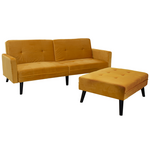 Καναπές Γωνία-Κρεβάτι με Υποπόδιο Dream Pakoworld Κίτρινο Βελούδο 209x157x80εκ