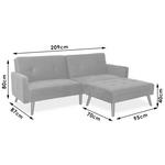 Καναπές Γωνία-Κρεβάτι με Υποπόδιο Dream Pakoworld Κίτρινο Βελούδο 209x157x80εκ