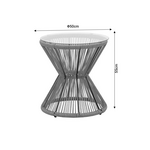 Τραπέζι Mabil Pakoworld Rattan Φυσικό-Γυαλί Φ50x55εκ