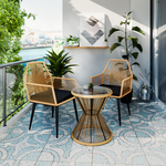 Πολυθρόνα Tanish Pakoworld Rattan Φυσικό-Πόδι Μαύρο Μέταλλο 58x58.5x87εκ