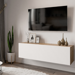 Έπιπλο Τηλεόρασης Επιτοίχιο Serit Pakoworld Λευκό-oak 100x31,5x29,5εκ
