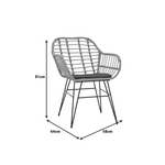 Τραπεζαρία Naoki v σετ 3τεμ Pakoworld Rattan pe σε Φυσική Απόχρωση και Μαύρο Μέταλλο 80x80x78εκ