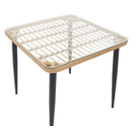 Τραπεζαρία Naoki v σετ 3τεμ Pakoworld Rattan pe σε Φυσική Απόχρωση και Μαύρο Μέταλλο 80x80x78εκ