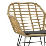 Τραπεζαρία Naoki v σετ 3τεμ Pakoworld Rattan pe σε Φυσική Απόχρωση και Μαύρο Μέταλλο 80x80x78εκ