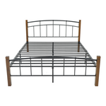Κρεβάτι Mandy Pakoworld Ξύλο σε Καρυδί Απόχρωση-Μαύρο Μέταλλο 150x200εκ