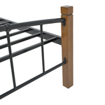 Κρεβάτι Mandy Pakoworld Ξύλο σε Καρυδί Απόχρωση-Μαύρο Μέταλλο 150x200εκ