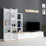 Σύνθεση Σαλονιού Leman Pakoworld σε Λευκή-oak Απόχρωση 240x35x154εκ