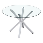 Τραπέζι Tavula Pakoword Γυαλί- Μεταλλικά Πόδια σε Λευκή Απόχρωση Φ120x75εκ