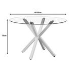 Τραπέζι Tavula Pakoword Γυαλί- Μεταλλικά Πόδια σε Λευκή Απόχρωση Φ120x75εκ