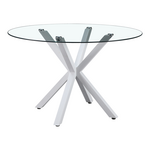 Τραπέζι Tavula Pakoword Γυαλί- Μεταλλικά Πόδια σε Λευκή Απόχρωση Φ120x75εκ