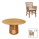 Τραπεζαρία Inca-Kenda Pakoworld σετ 5τεμ σε Φυσική-Μπεζ Απόχρωση Φ120x75εκ