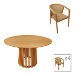 Τραπεζαρία Granny-Kenda Pakoworld σετ 5τεμ σε Φυσική-Μπεζ Απόχρωση Φ120x75εκ