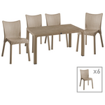 Τραπεζαρία Explore-Confident Pakoworld σετ 7τεμ pp Cappuccino 150x90x73,5εκ