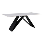 Τραπέζι Meja Pakoword Sintered Stone Λευκό με Μεταλλικά Πόδια σε Μαύρη Απόχρωση 180x90x76εκ