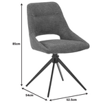 Καρέκλα Περιστρεφόμενη Luciano i Pakoworld σε Γκρι Ύφασμα-Πόδι Μεταλλικό Μαύρο 52.5x54x85εκ