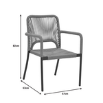 Πολυθρόνα Αλουμινίου Norture Pakoworld Στοιβαζόμενη Ανθρακί Σκελετός-Φυσικό Rattan 57x63x82εκ