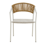 Πολυθρόνα Αλουμινίου Glisten Pakoworld Στοιβαζόμενη Λευκός Σκελετός-Textilene Φυσικό Rattan 58x56x82εκ