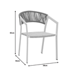 Πολυθρόνα Αλουμινίου Glisten Pakoworld Στοιβαζόμενη Λευκός Σκελετός-Textilene Φυσικό Rattan 58x56x82εκ