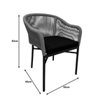 Πολυθρόνα Αλουμινίου Legana Pakoworld Στοιβαζόμενη Ανθρακί Σκελετός-Φυσικό Rattan 56x66x82εκ