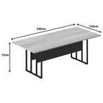 Τραπέζι Συνεδριάσεων Lotus Pakoworld Μέταλλο-Ξύλο σε oak-Σκούρο Γκρι 240x120x75εκ