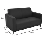 Καναπές Διθέσιος Sidica i Pakoworld pu σε Μαύρη Απόχρωση 135x78x83εκ
