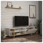 Σύνθετο Σαλονιού Saloon Pakoworld σε Λευκή-oak Απόχρωση 160x35.5x44εκ