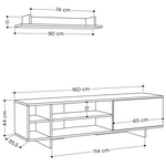 Σύνθετο Σαλονιού Saloon Pakoworld σε Λευκή-oak Απόχρωση 160x35.5x44εκ