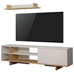 Σύνθετο Σαλονιού Saloon Pakoworld σε Λευκή-oak Απόχρωση 160x35.5x44εκ