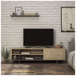Σύνθετο Σαλονιού Saloon Pakoworld σε Ανθρακί-oak Απόχρωση 160x35.5x44εκ