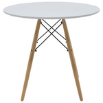 Τραπεζαρία Julita-Gaston σετ 3τεμ Pakoworld mdf και Ξύλο Οξιάς σε Γκρι-Λευκή-Φυσική Απόχρωση Φ80x73εκ