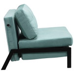 Πολυθρόνα-Κρεβάτι Fancy Pakoworld Βελούδο Ύφασμα σε Σιέλ Απόχρωση κα Πόδι Μαύρο Μέταλλο 95x98x70εκ