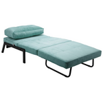 Πολυθρόνα-Κρεβάτι Fancy Pakoworld Βελούδο Ύφασμα σε Σιέλ Απόχρωση κα Πόδι Μαύρο Μέταλλο 95x98x70εκ