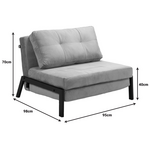 Πολυθρόνα-Κρεβάτι Fancy Pakoworld Βελούδο Ύφασμα σε Σιέλ Απόχρωση κα Πόδι Μαύρο Μέταλλο 95x98x70εκ