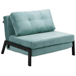 Πολυθρόνα-Κρεβάτι Fancy Pakoworld Βελούδο Ύφασμα σε Σιέλ Απόχρωση κα Πόδι Μαύρο Μέταλλο 95x98x70εκ