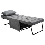 Πολυθρόνα-Κρεβάτι Grejio Pakoworld Ύφασμα σε Γκρι Απόχρωση κα Πόδι Μαύρο Μέταλλο 70x70x45εκ