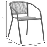 Πολυθρόνα Lindaria Pakoworld Στοιβαζόμενη Μέταλλο-pe Rattan σε Ανθρακί Απόχρωση 54x63x74εκ