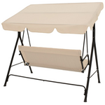 Κούνια Κήπου Globo Pakoworld Μέταλλο Μαύρο-Ύφασμα Μπεζ 170x110x153εκ