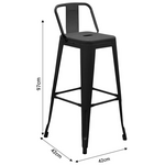 Σκαμπό Μπαρ με Πλάτη Utopia Pakoworld Γκρι Μέταλλο 42x42x97εκ