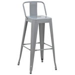 Σκαμπό Μπαρ με Πλάτη Utopia Pakoworld Γκρι Μέταλλο 42x42x97εκ