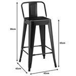 Σκαμπό Μπαρ Μεσαίου Ύψους με Πλάτη Utopia Pakoworld Μαυρο Μέταλλο 42x42x86εκ