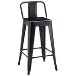 Σκαμπό Μπαρ Μεσαίου Ύψους με Πλάτη Utopia Pakoworld Μαυρο Μέταλλο 42x42x86εκ