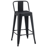 Σκαμπό Μπαρ Μεσαίου Ύψους με Πλάτη Utopia Pakoworld σε Μαύρο ματ Μέταλλο 42x42x86εκ