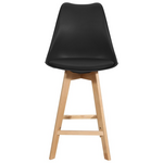 Σκαμπό Μπαρ Gaston Pakoworld Μαύρο pp-pu και Ξύλινο Πόδι σε Φυσική Απόχρωση 56x48.5x104εκ