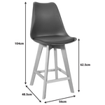 Σκαμπό Μπαρ Gaston Pakoworld Μαύρο pp-pu και Ξύλινο Πόδι σε Φυσική Απόχρωση 56x48.5x104εκ