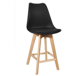 Σκαμπό Μπαρ Gaston Pakoworld Μαύρο pp-pu και Ξύλινο Πόδι σε Φυσική Απόχρωση 56x48.5x104εκ