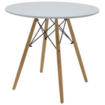 Τραπεζαρία Julita-Gaston σετ 5τεμ Pakoworld mdf και Ξύλο Οξιάς σε Γκρι-Λευκή-Φυσική Απόχρωση Φ80x73εκ