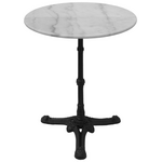 Τραπέζι Μαρμάρινο Ancara Pakoworld Μαντέμι σε Λευκή-Μαύρη Απόχρωση Φ70x70.8εκ